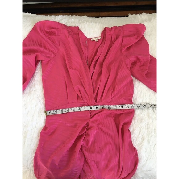 Ronny Kobo Astrid Dress Puff sleeves Gown Pink Party Wedding Size L V Neck $568 - Picture 9 of 12